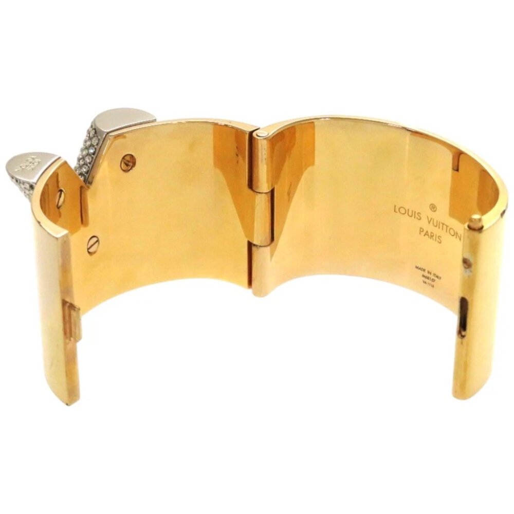 AUTHENTIC LOUIS VUITTON Essential V Bangle Gold Plated Linestone LTJ471-010226 - Picture 7 of 10